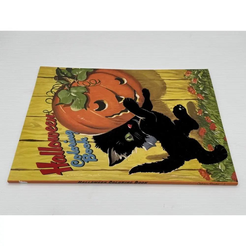Golden Books Halloween Coloring Book Black Cat Pumpkin Fuzzy Velvet Cover